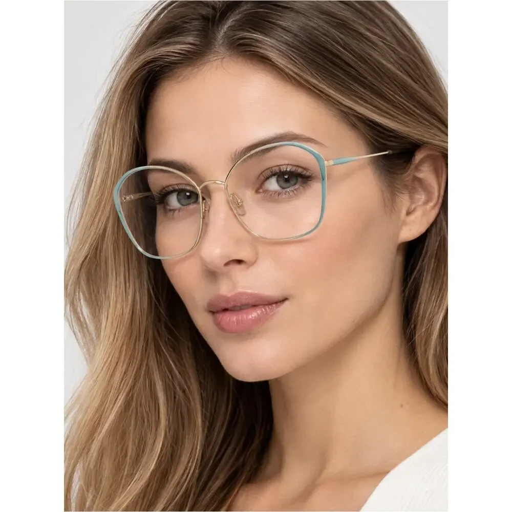 NEW!!! CHLOE Teal Rim Gold Metal Butterfly Optical Glasses CH0017O 005 Authentic